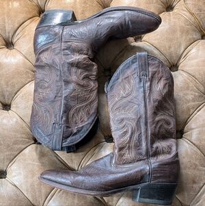 Abilene Men's Leather Brown Western Cowboy Boots Shoes Mens Size 12D